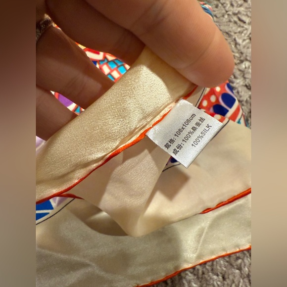 Silk Scarf 100% Colorful Square 42”x42” Bohemian Festival Artsy Hippie Lagenlook - Picture 4 of 8